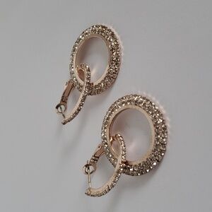 Gold Colored Sparkly Christmas Earrings (Costume Jewelry)